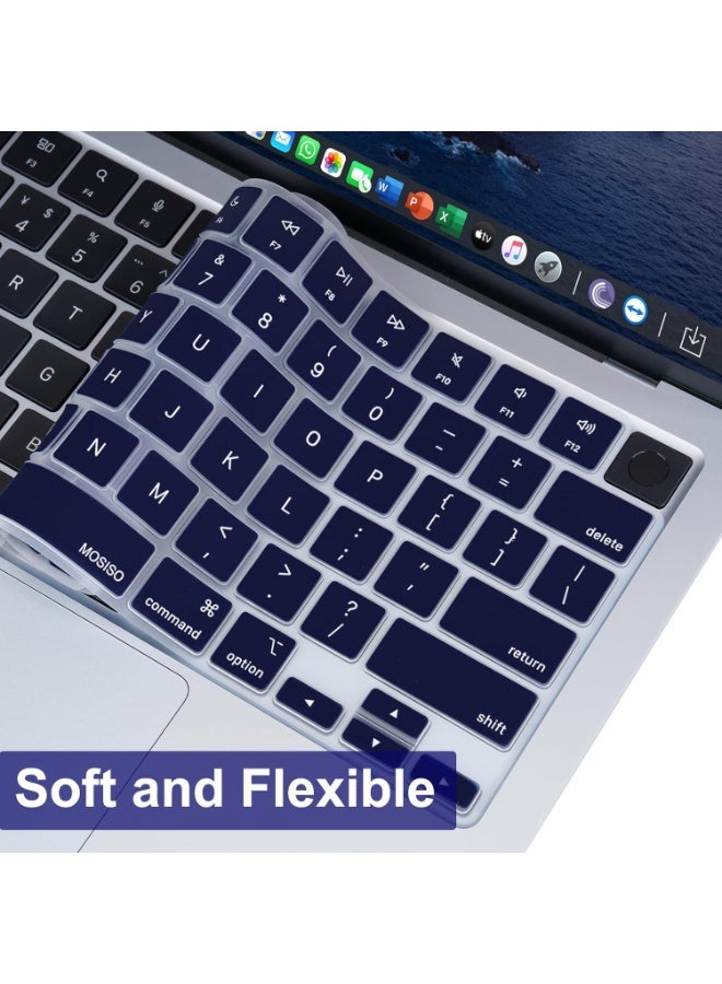 Ultra Thin Silicone Keyboard Cover for 2026-2021 M5/M4/M3/M2/M1 Pro/Max Chip MacBook Air 15.3"/13.6" A3448/A3241/A3114/A2941/A3240/A3113/A2681 MacBook Pro 14"/16" A3434/A3427/A3426/A3112/A3185/A3401/A2442/A2779 & A3429/A3428/A3403/A3186/A2485/A2780, US Layout Keyboard Protector - Image 1